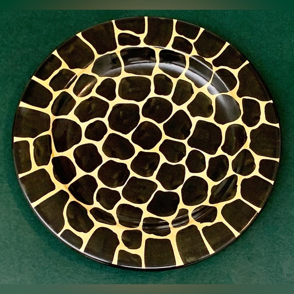 1996 Vintage Laurie Gates Safari Animal Print Giraffe Salad Plate - Picture 9 of 13